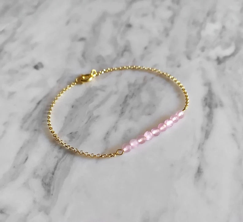 Rose Quartz Bar Bracelet