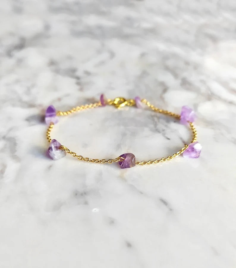 Raw Amethyst Chain Bracelet