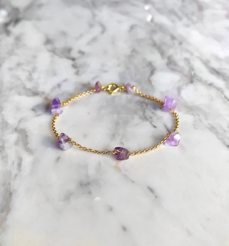 Raw Amethyst Chain Bracelet