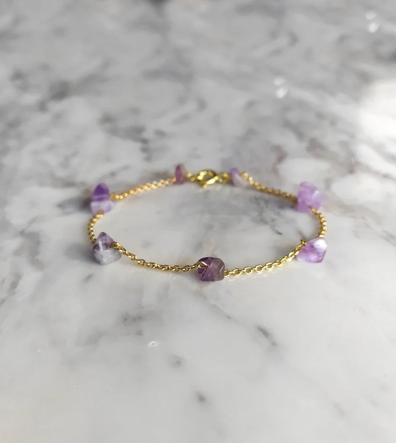 Raw Amethyst Chain Bracelet