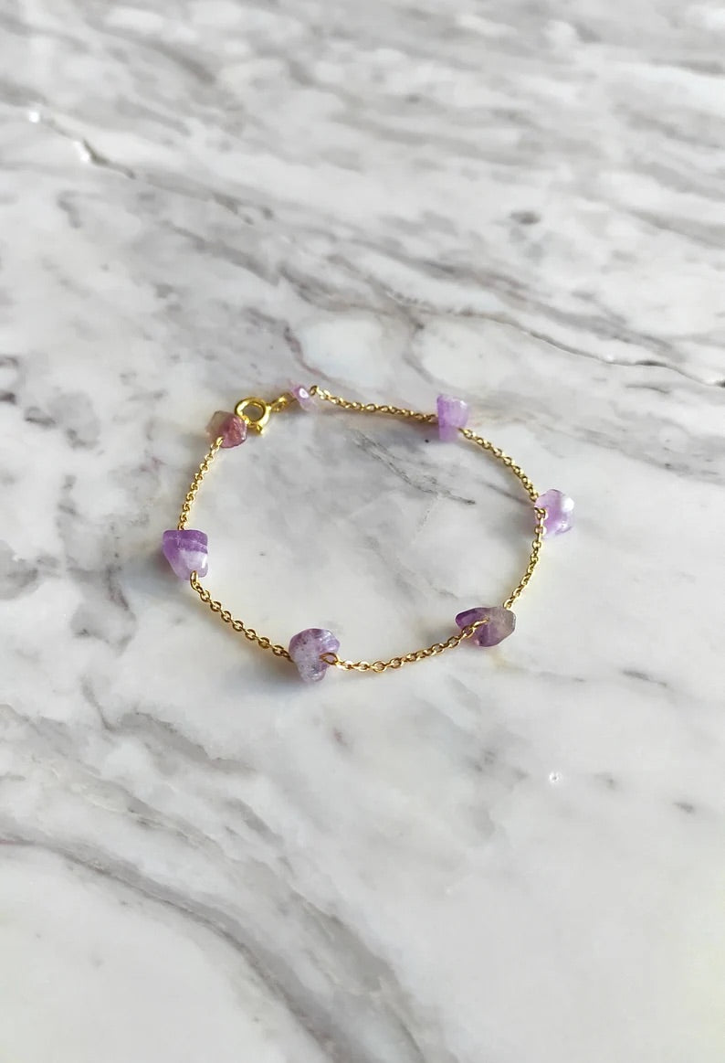 Raw Amethyst Chain Bracelet