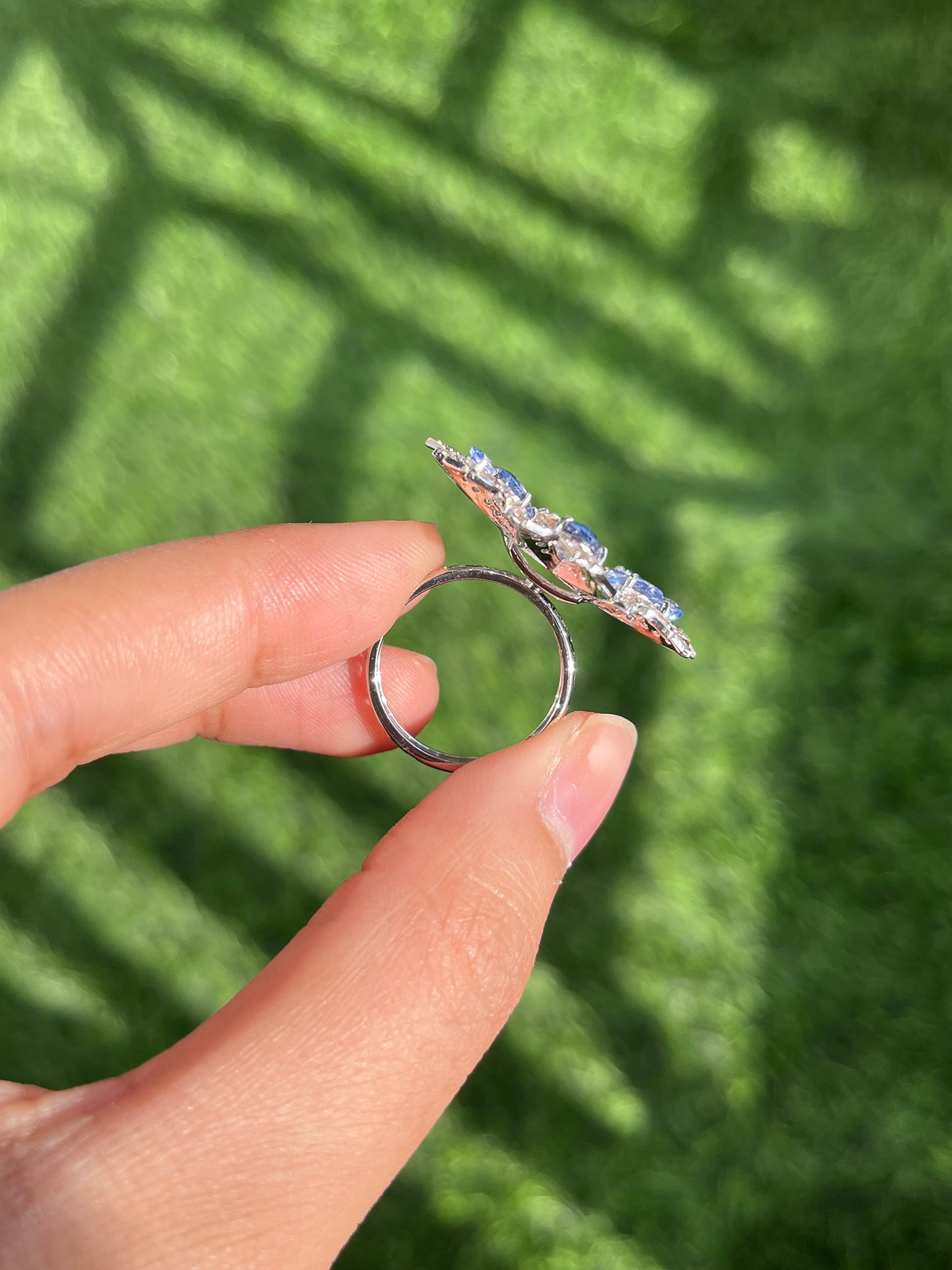 14k Gold Natural Blue Sapphire & Diamond Ring - 3.65 Carats Sapphire, 2.01 Carats Diamond Art Deco Ring