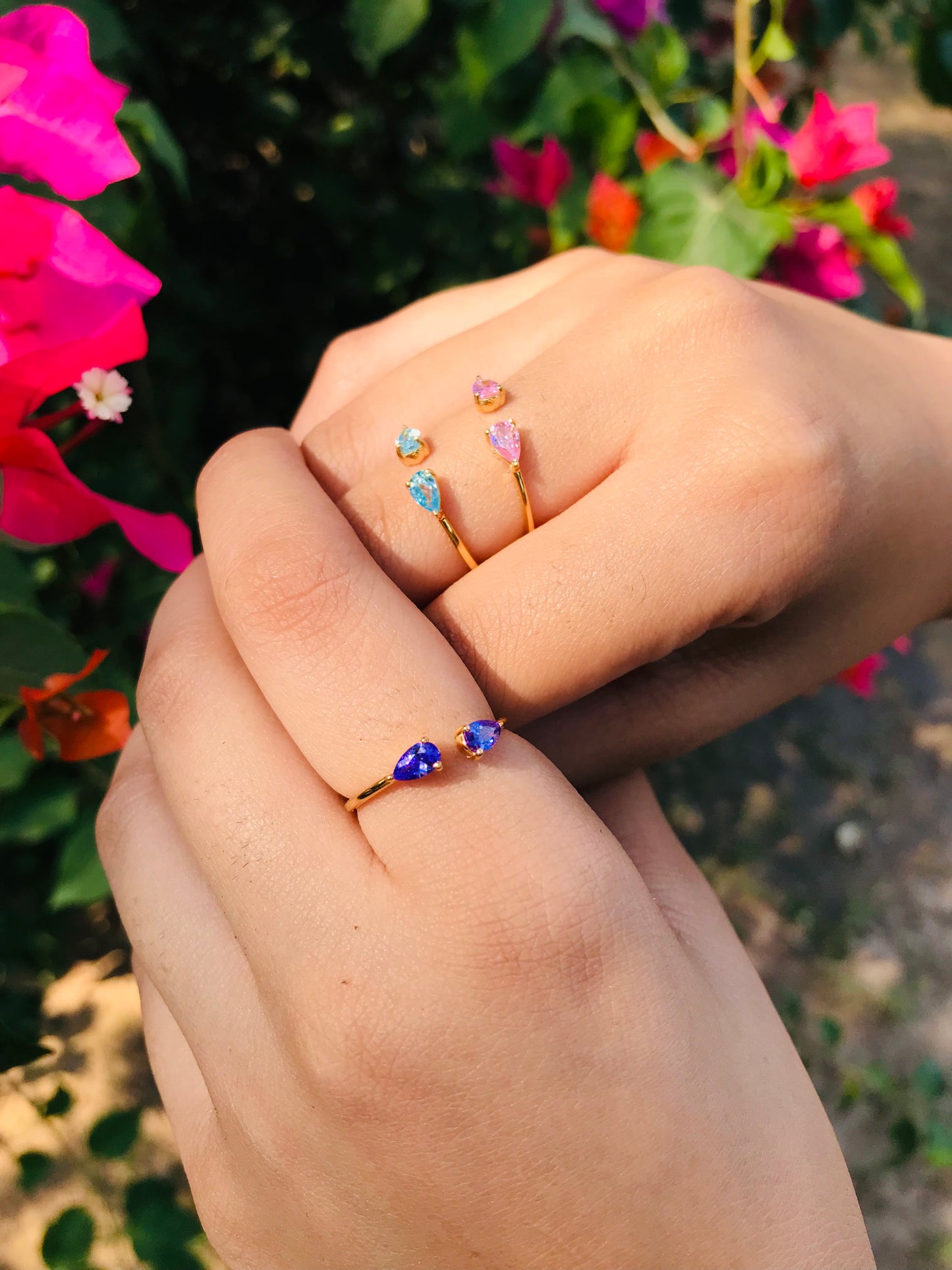 Twin Pear Finger Cuff Ring