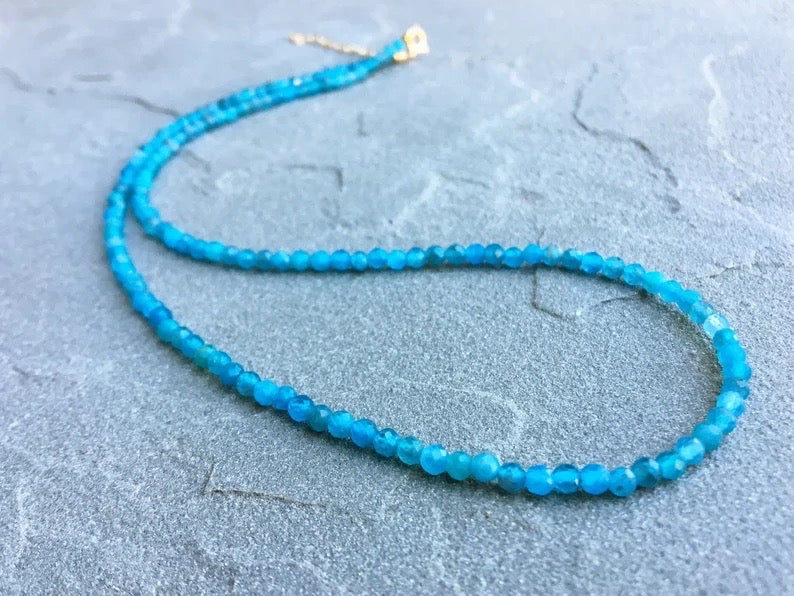 Dainty Neon Apatite Beaded Necklace