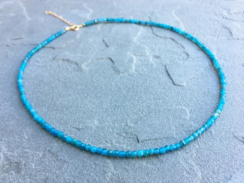 Dainty Neon Apatite Beaded Necklace