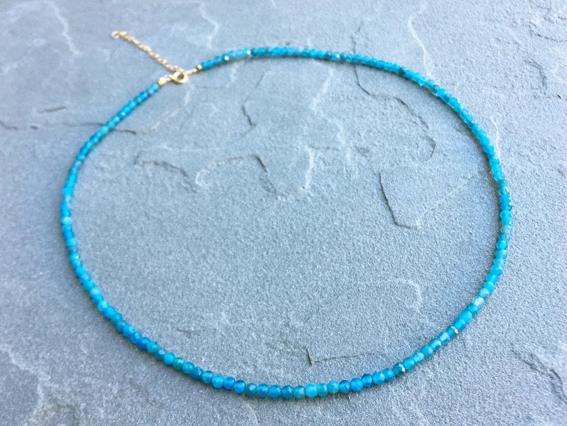 Dainty Neon Apatite Beaded Necklace