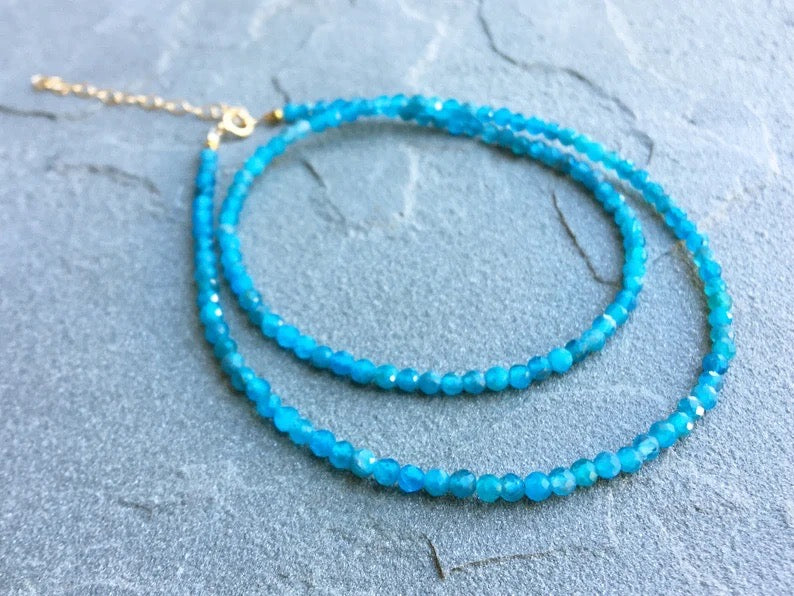 Dainty Neon Apatite Beaded Necklace