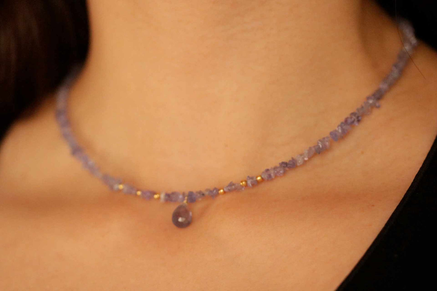 Tanzanite Uncut Chips Beaded Necklace