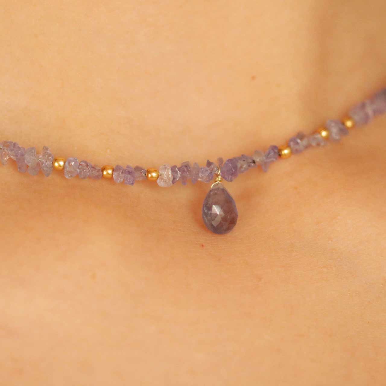Tanzanite Uncut Chips Beaded Necklace