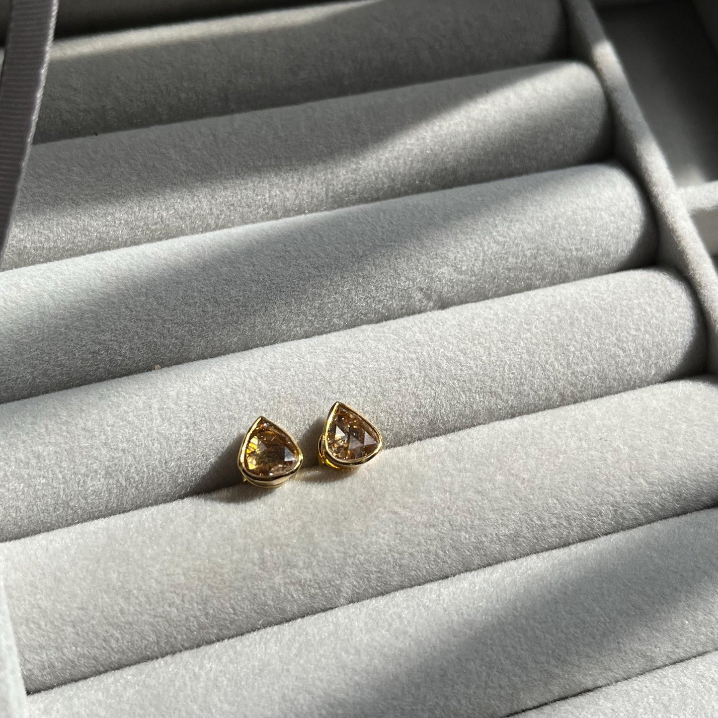 14k Gold Natural Rose Cut Diamond Stud Earrings - 1.22 Carats Diamond Minimalist Earrings