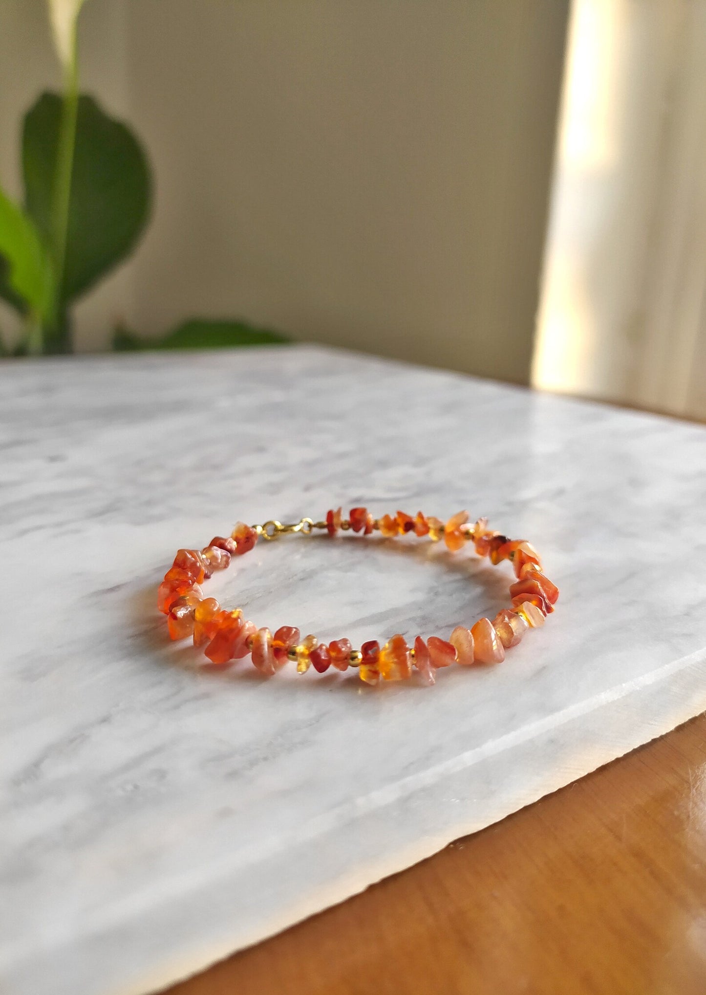 Raw Carnelian Beaded Bracelet