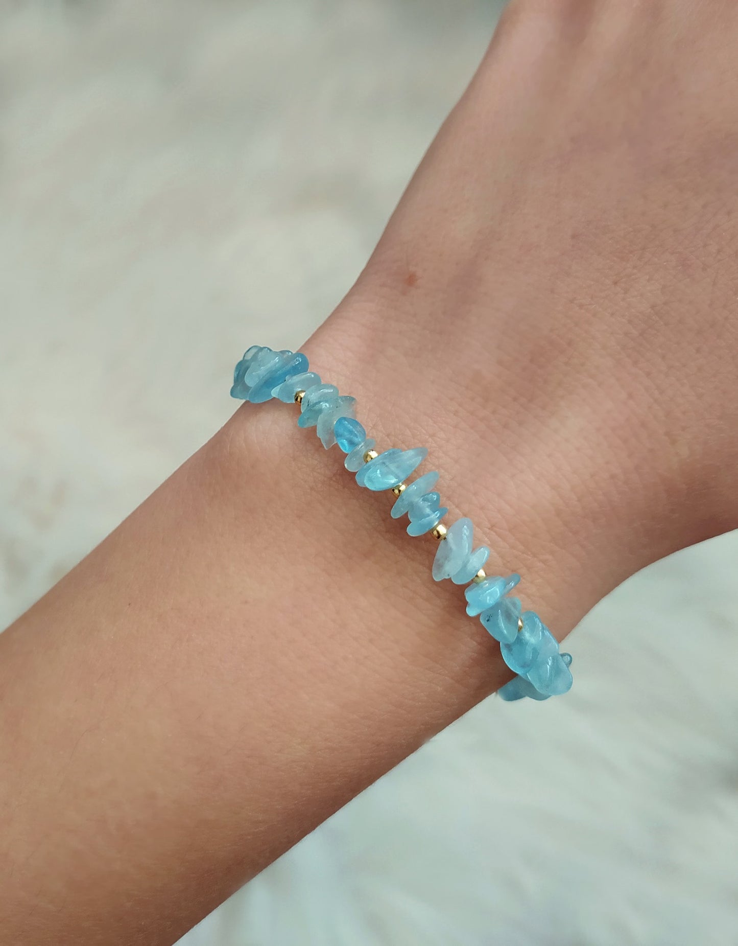 Raw Aquamarine Beaded Bracelet