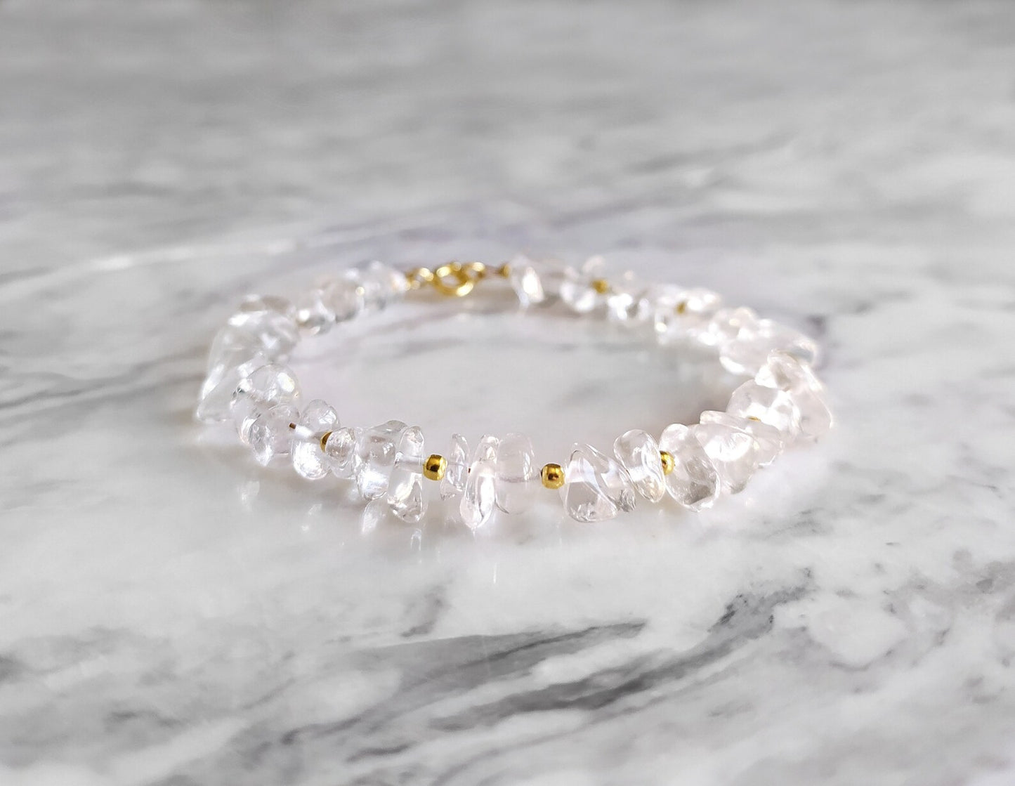 Raw Clear Quartz Beaded Bracelet