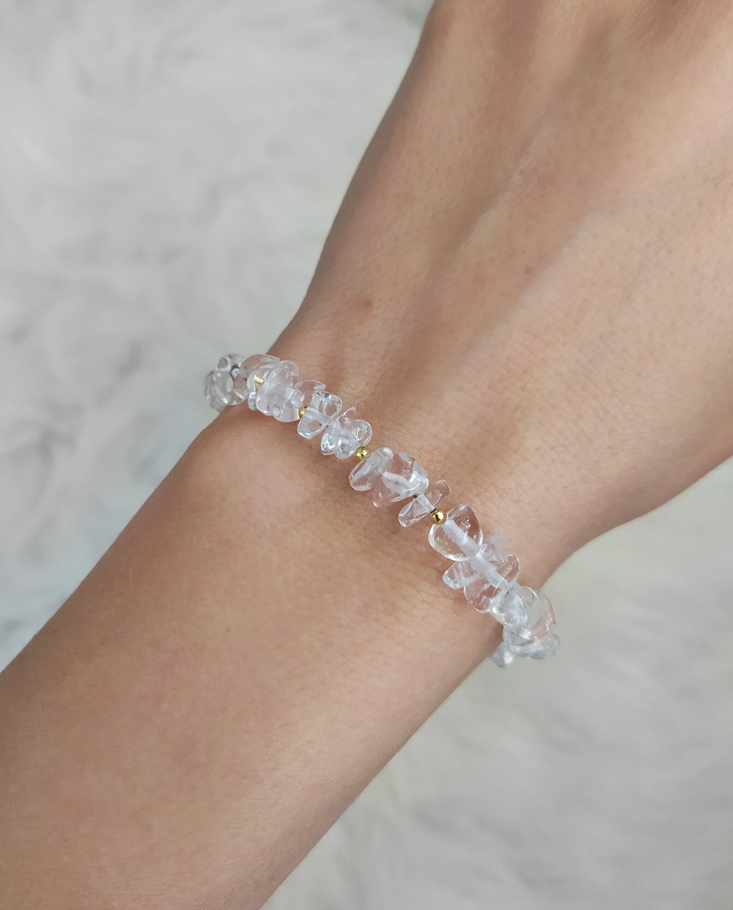 Raw Clear Quartz Beaded Bracelet
