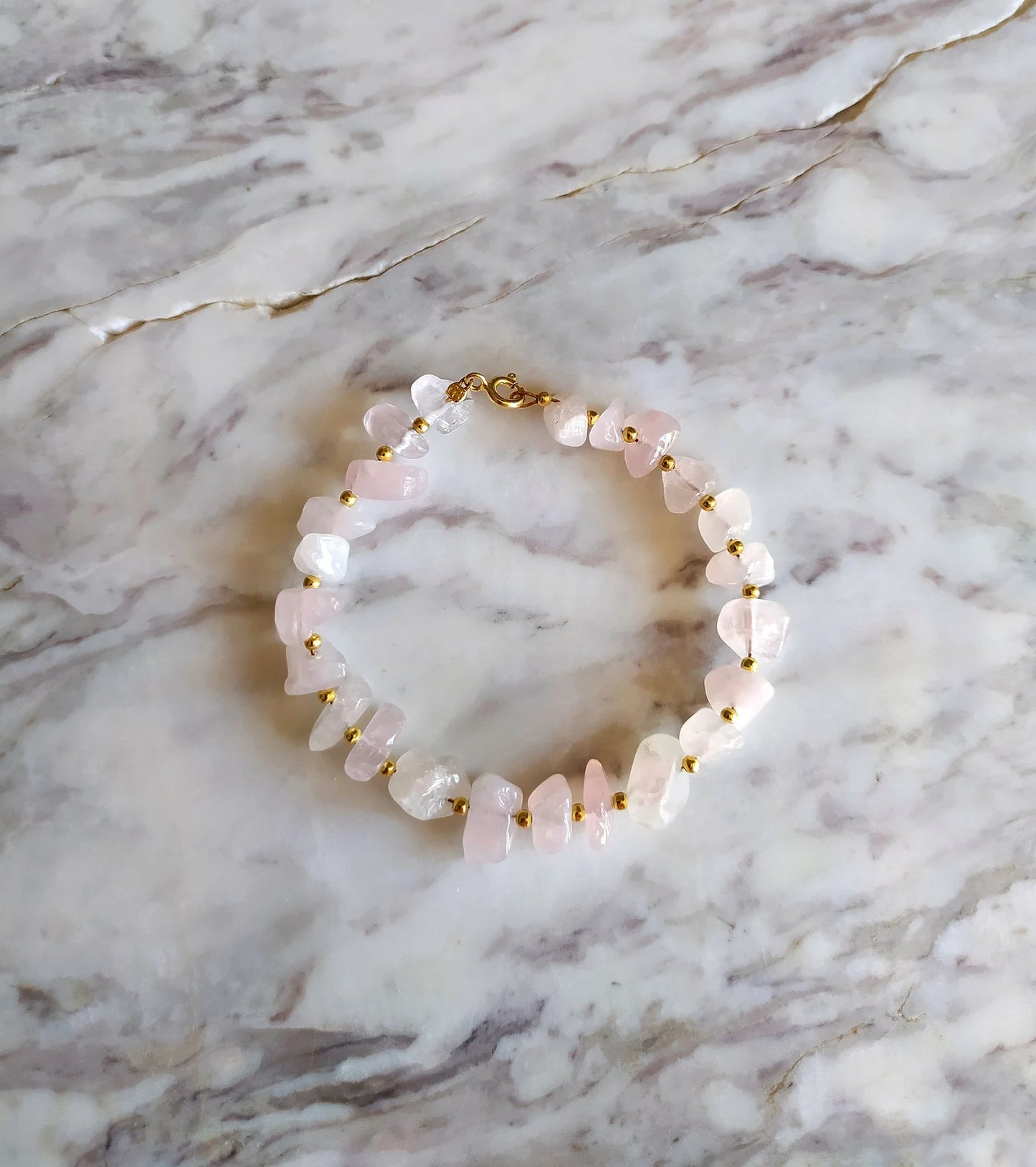 Raw Rose Quartz Beaded Bracelet
