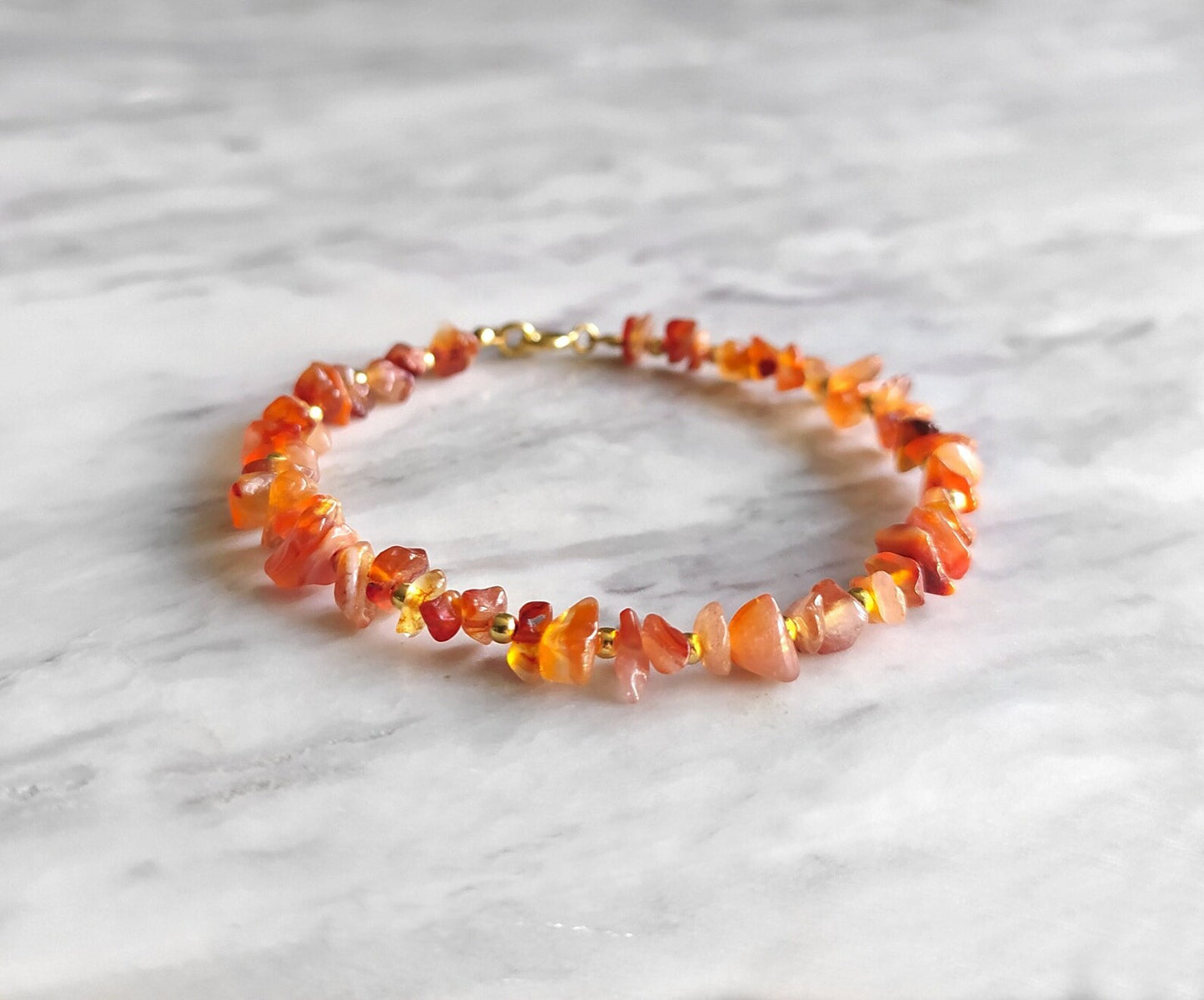 Raw Carnelian Beaded Bracelet