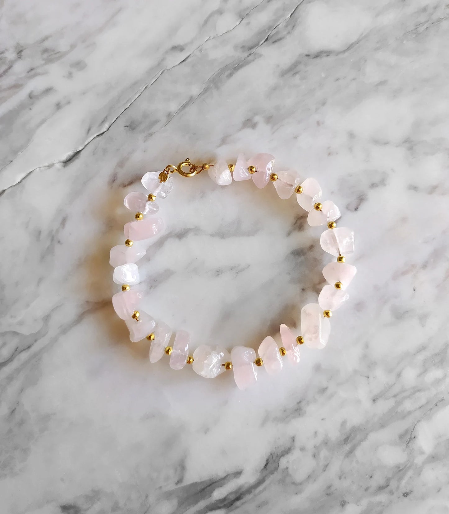 Raw Rose Quartz Beaded Bracelet