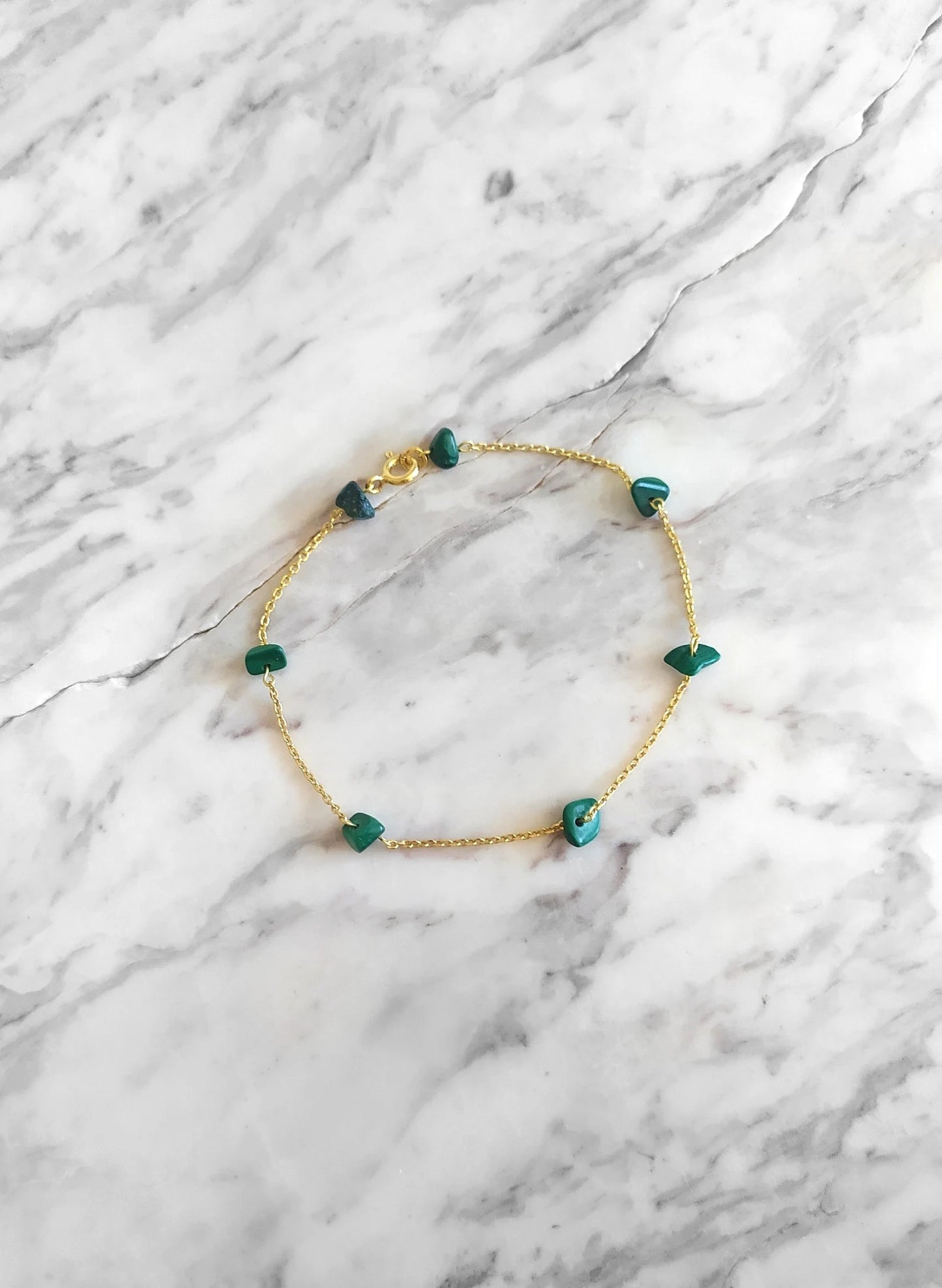 Raw Malachite Chain Bracelet