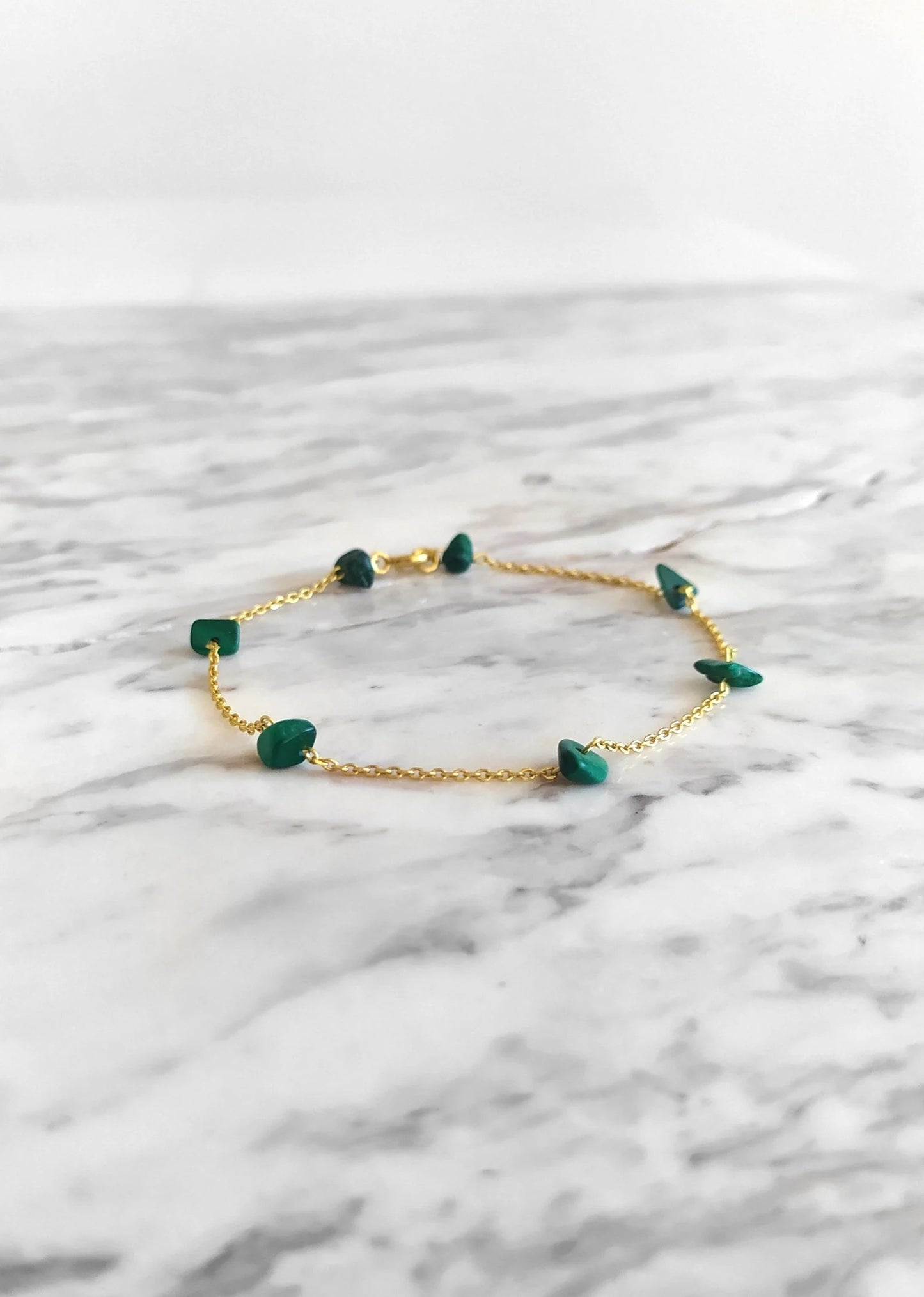 Raw Malachite Chain Bracelet