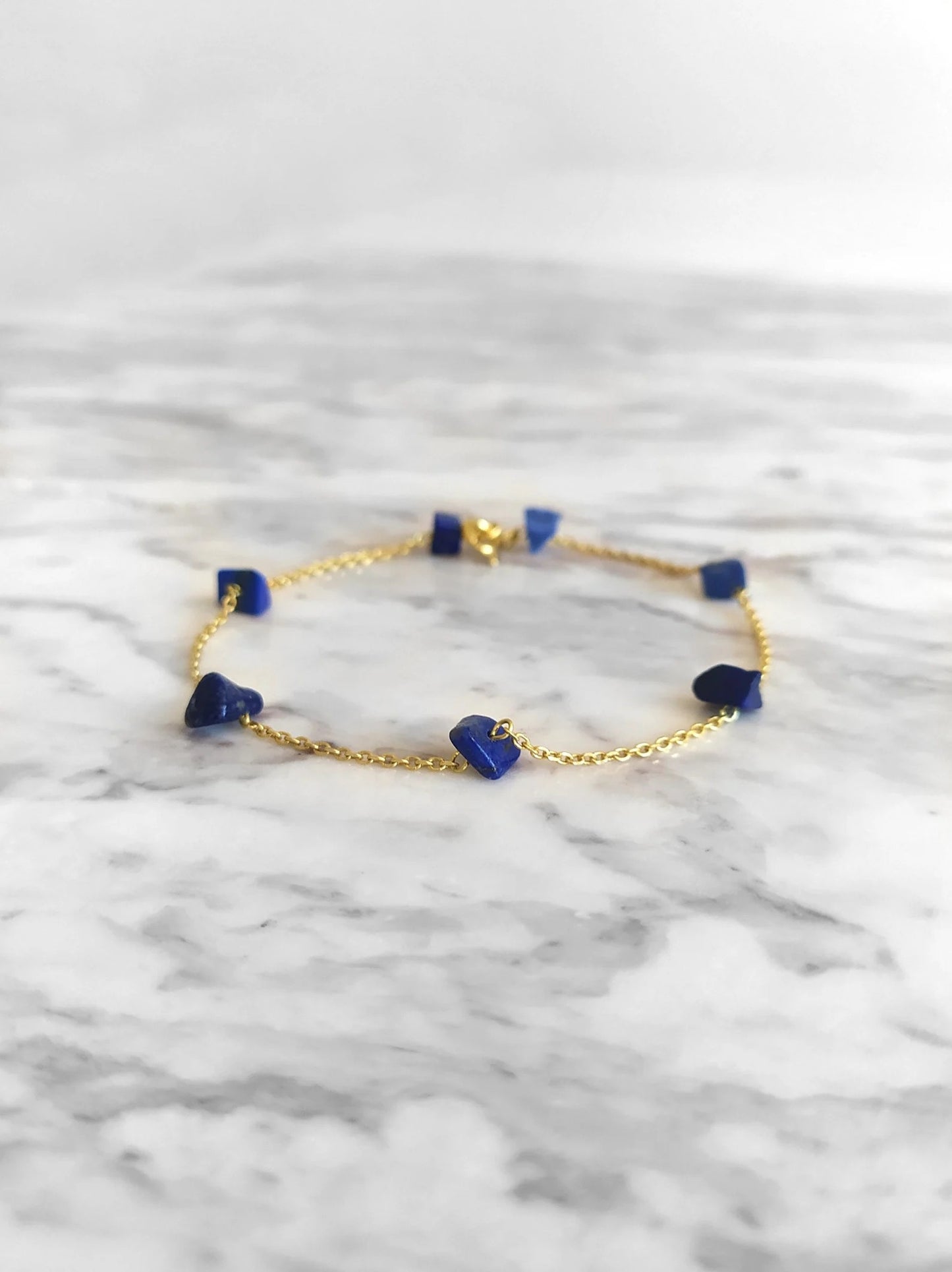 Raw Lapis Lazuli Chain Bracelet