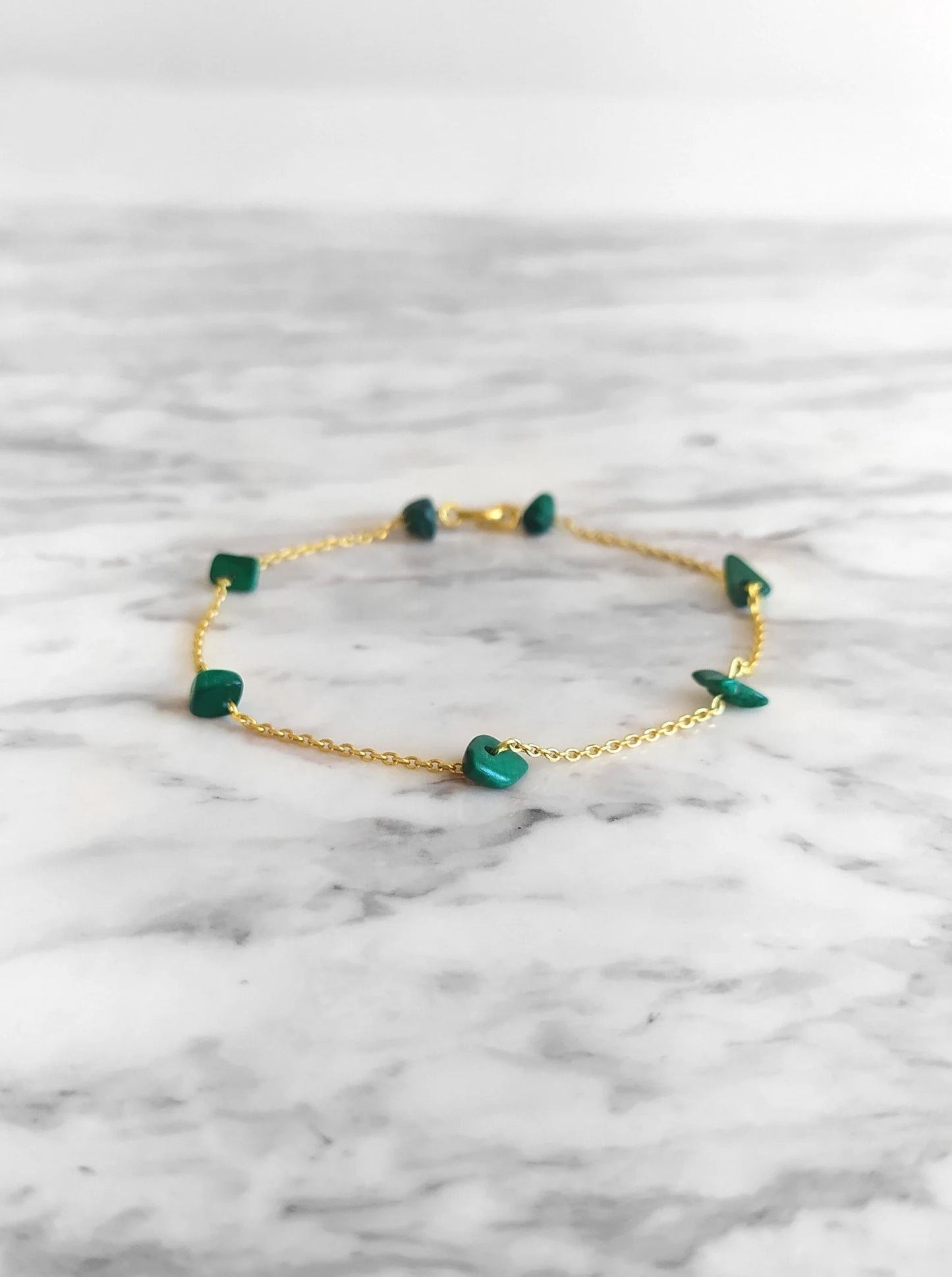 Raw Malachite Chain Bracelet