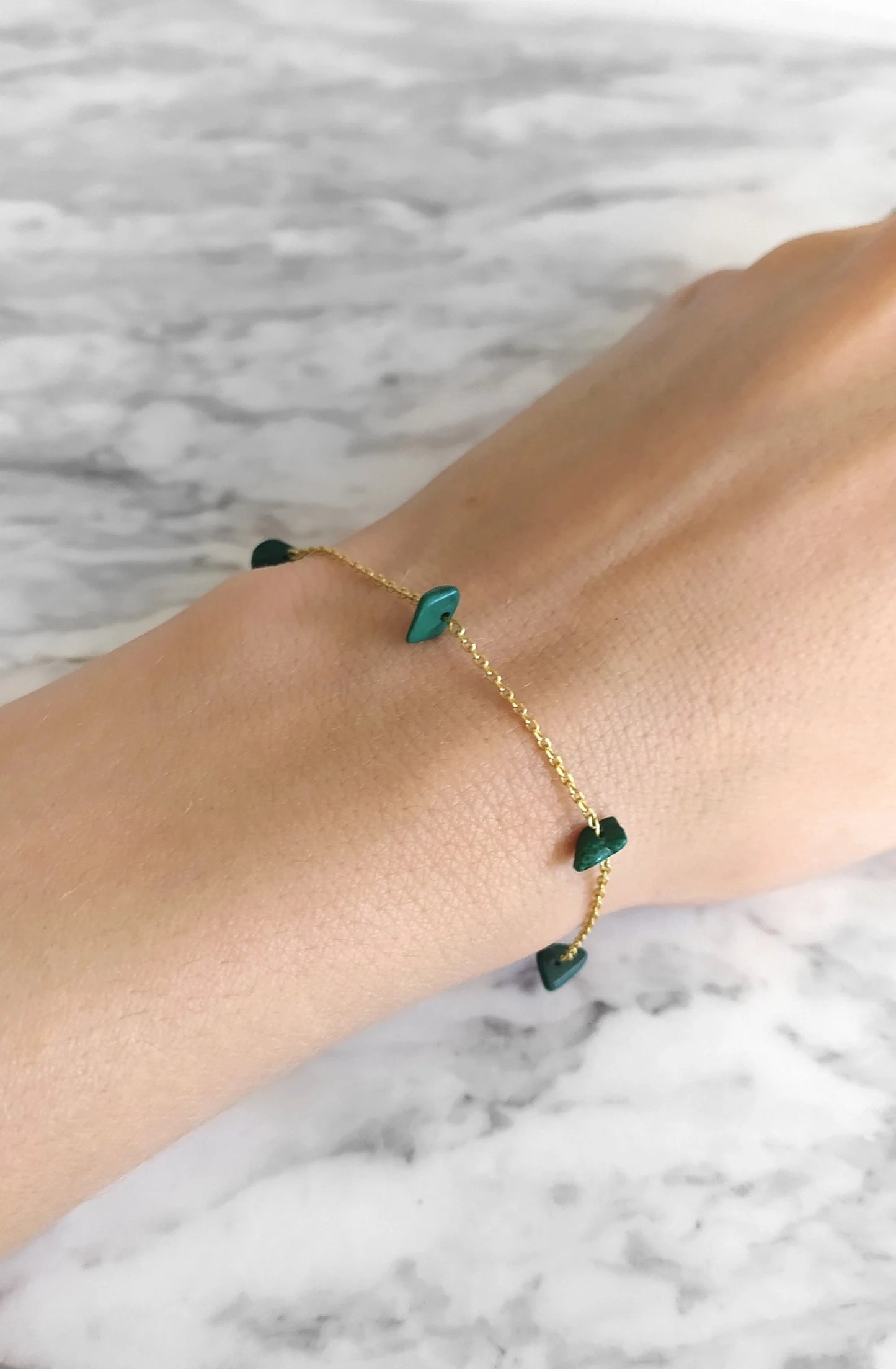 Raw Malachite Chain Bracelet