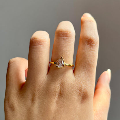 14k Gold Natural Rose Cut Diamond Ring - 1 Carat Diamond Minimalist Ring
