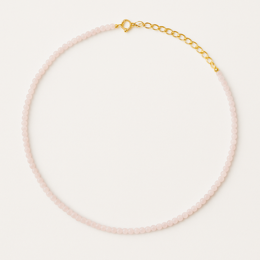 Dainty Rose Quartz Beaded Necklace