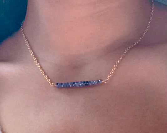 Delicate Sapphire Bar Necklace