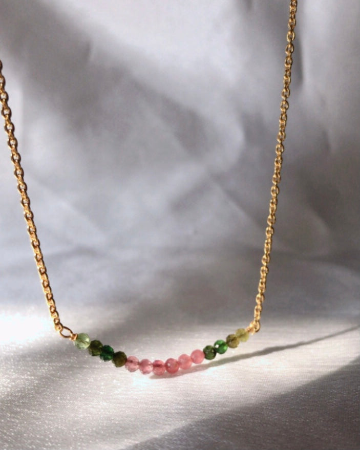 Delicate Tourmaline Bar Necklace