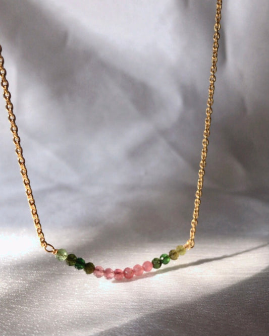 Delicate Tourmaline Bar Necklace