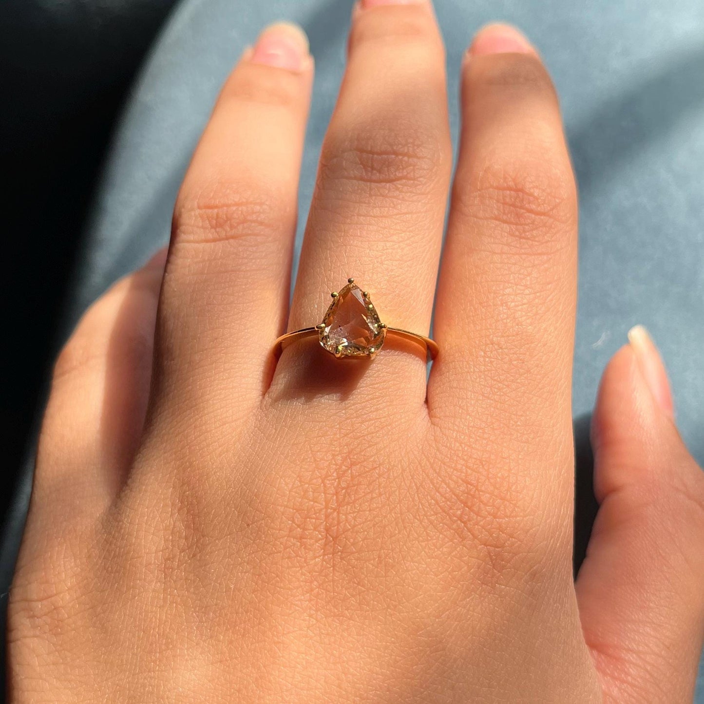 14K Gold Rose Cut Diamond Ring