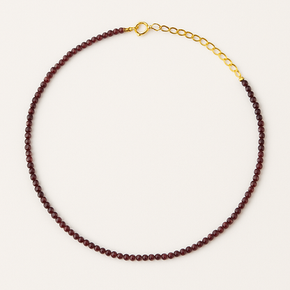 Dainty Garnet Beaded Necklace