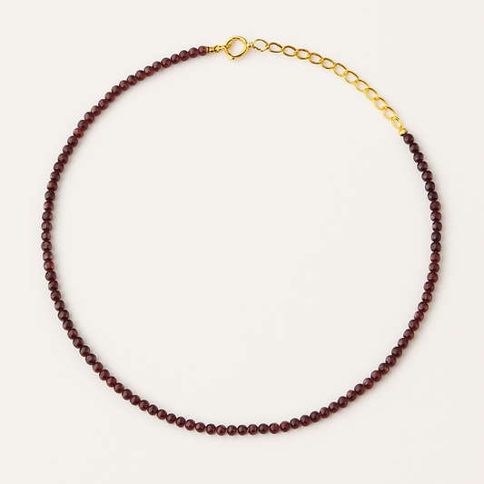 Dainty Garnet Beaded Necklace