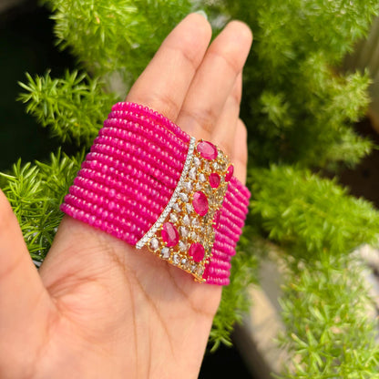 14k Gold Natural Ruby & Diamond Bracelet - 141.04 Carats Ruby, 5.54 Carats Diamond Victorian Beaded Bracelet