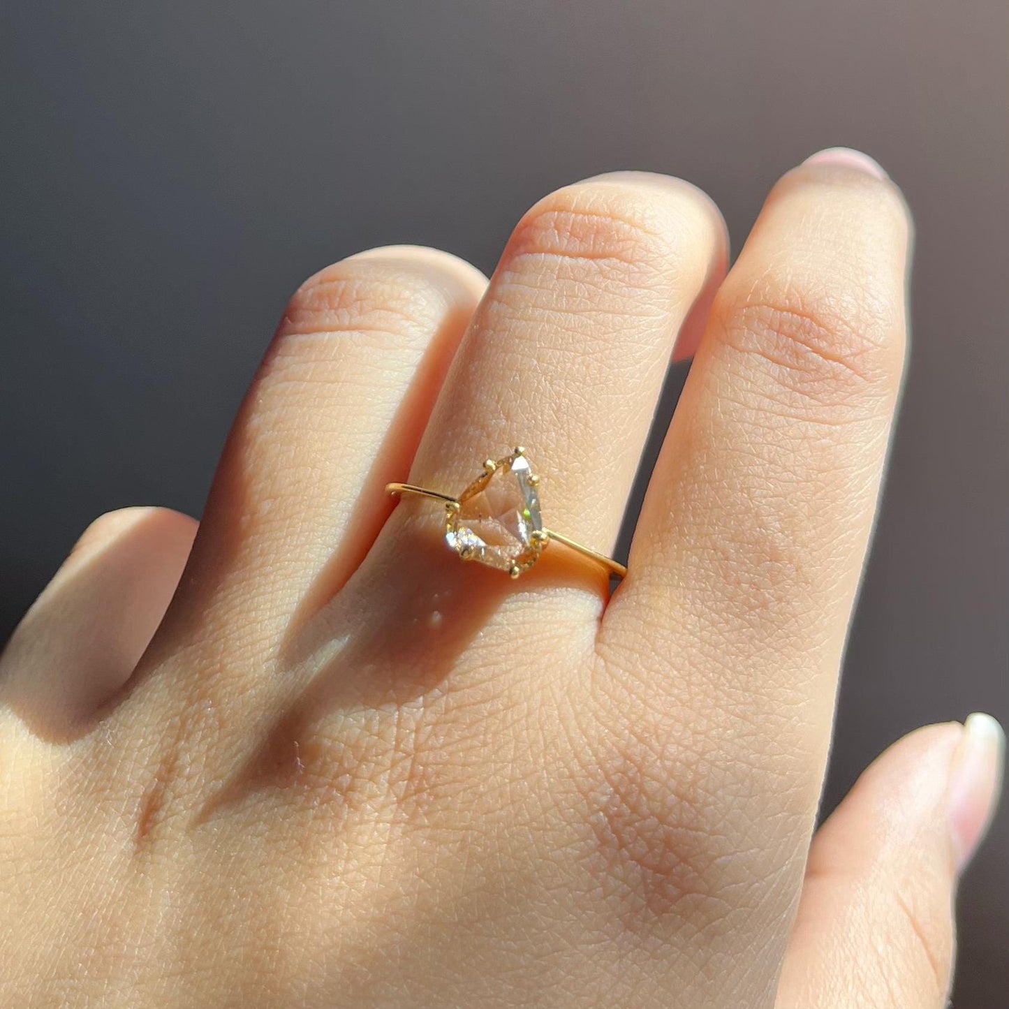 14K Gold Rose Cut Diamond Ring