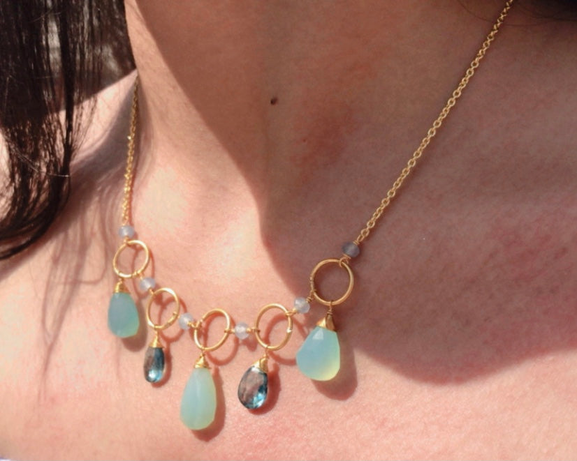 Blue Chalcedony Sparkler Necklace