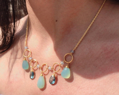 Blue Chalcedony Sparkler Necklace