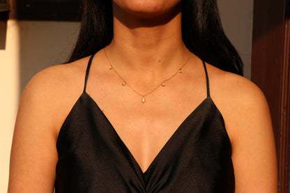 14k Gold Rose Cut Diamond Necklace - 1.64 Carats Diamond Minimalist Necklace