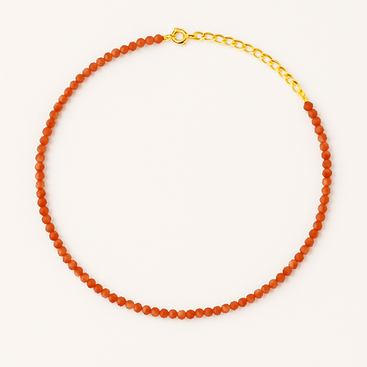 Dainty Carnelian Beaded Necklace
