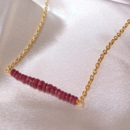 Delicate Ruby Bar Necklace