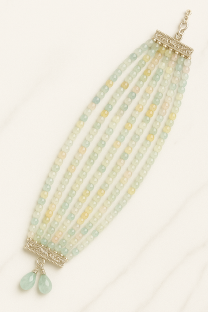 Aquamarine Multi-Strand Beaded Bracelet