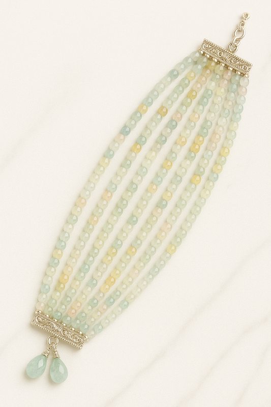 Aquamarine Multi-Strand Beaded Bracelet