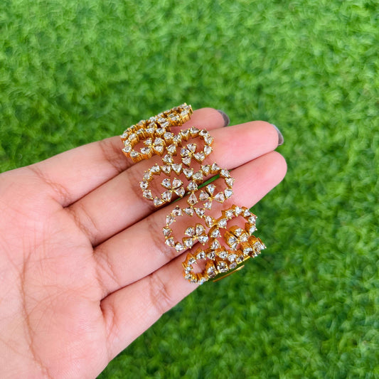 14k Gold Natural Rose Cut Diamond Bracelet - 10.4 Carats Diamond Victorian Cuff Bracelet