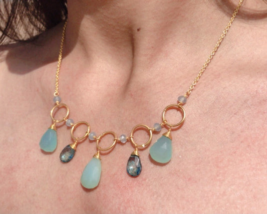 Blue Chalcedony Sparkler Necklace