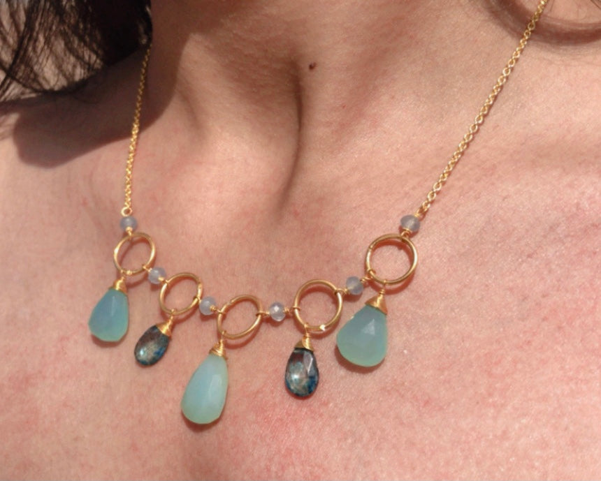 Blue Chalcedony Sparkler Necklace