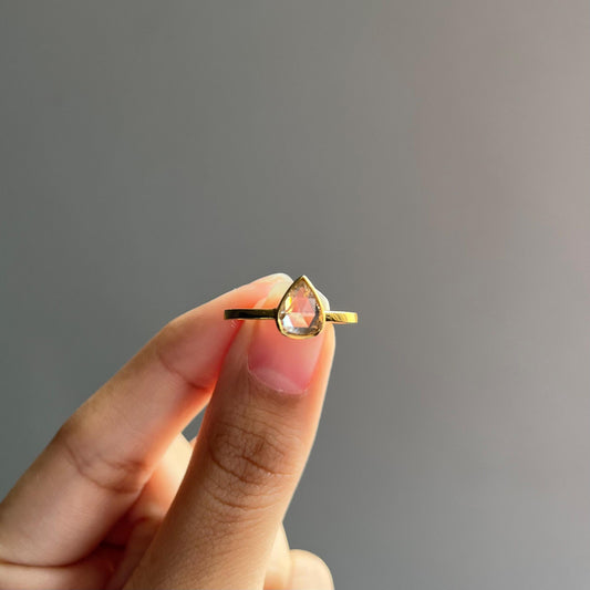 14k Gold Natural Rose Cut Diamond Ring - 1 Carat Diamond Minimalist Ring