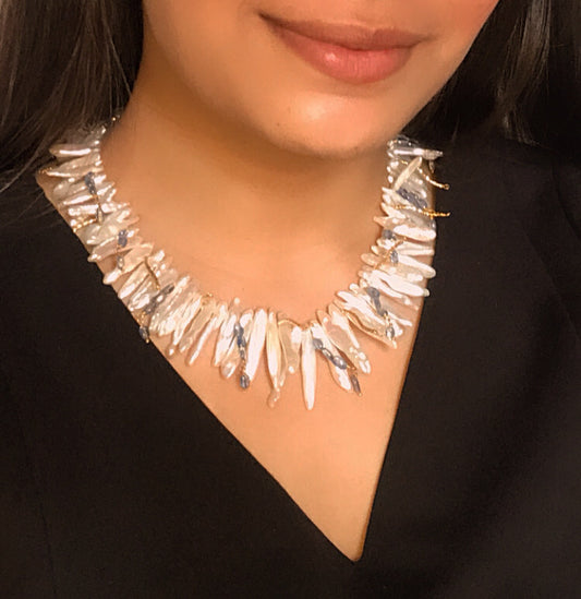 Pearl And Kyanite Necklace