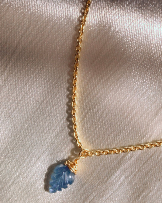 Delicate Sapphire Leaf Pendant Necklace