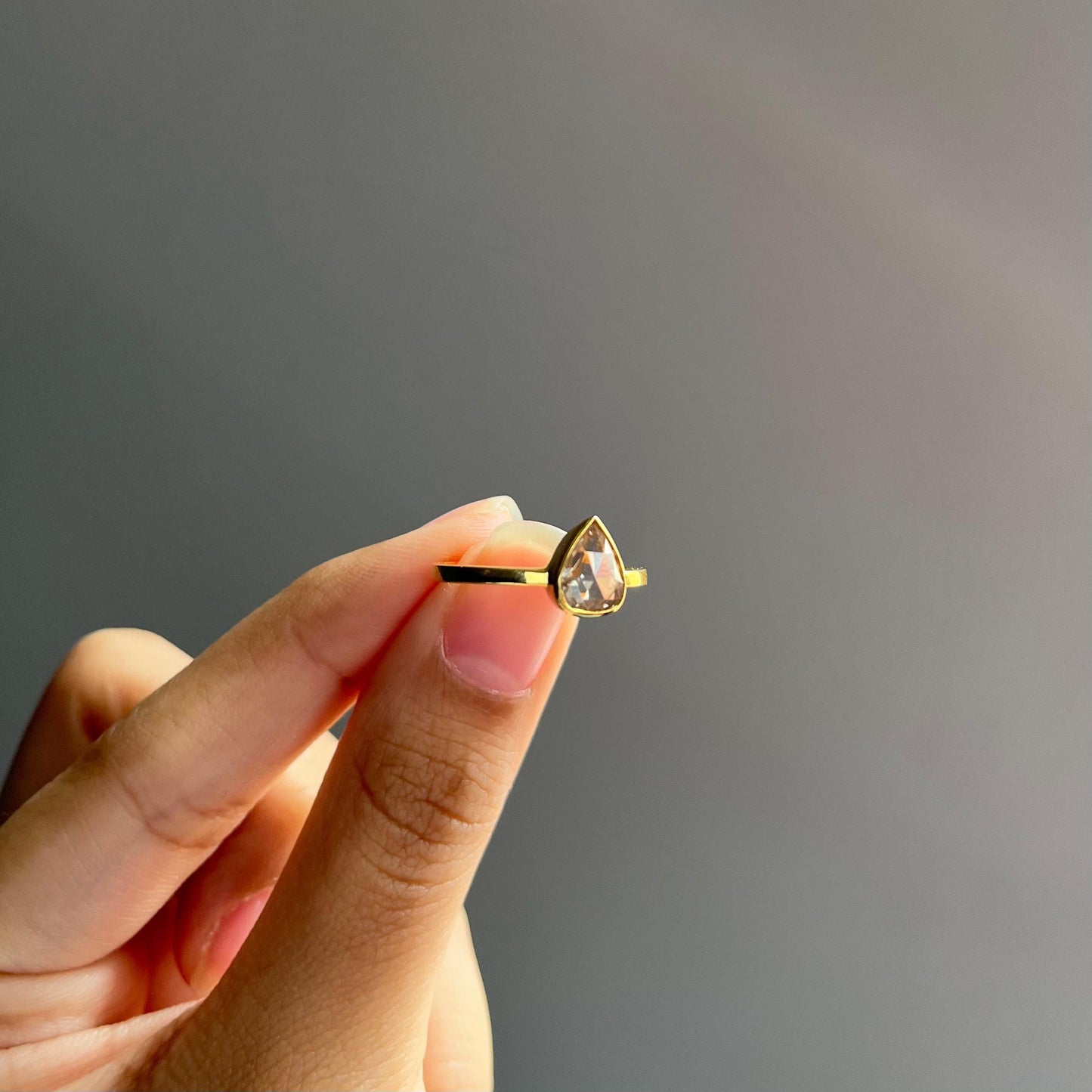 14k Gold Natural Rose Cut Diamond Ring - 1 Carat Diamond Minimalist Ring